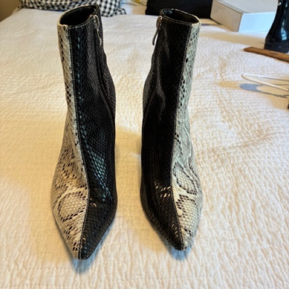 Relic Black and Snake Print Ankle Boots